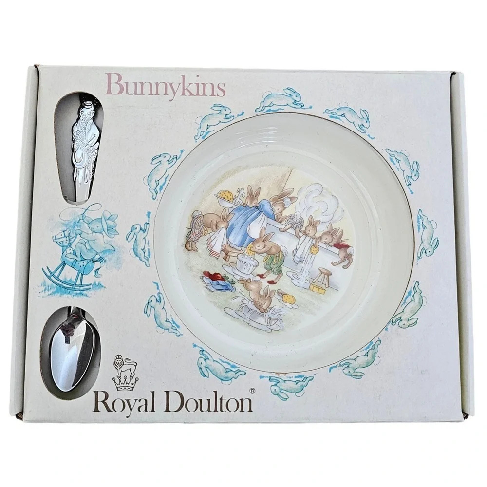 Royal Doulton vintage 1980s Bunnykins nursery set bowl  spoon NWT